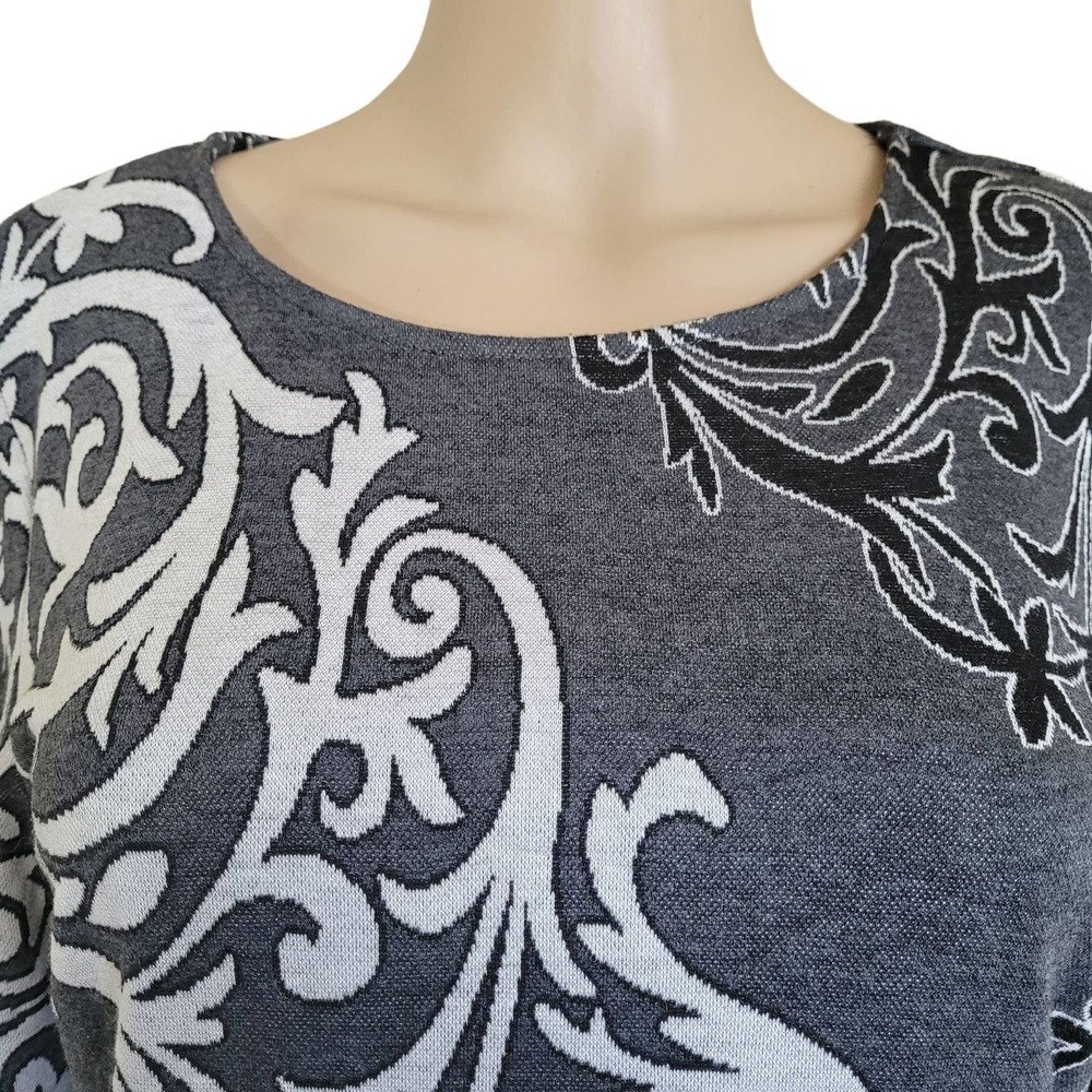 5 Twelve Women's SharkBite Knit Top Gray/White Long Sleeve Size Medium - Picture 5 of 7